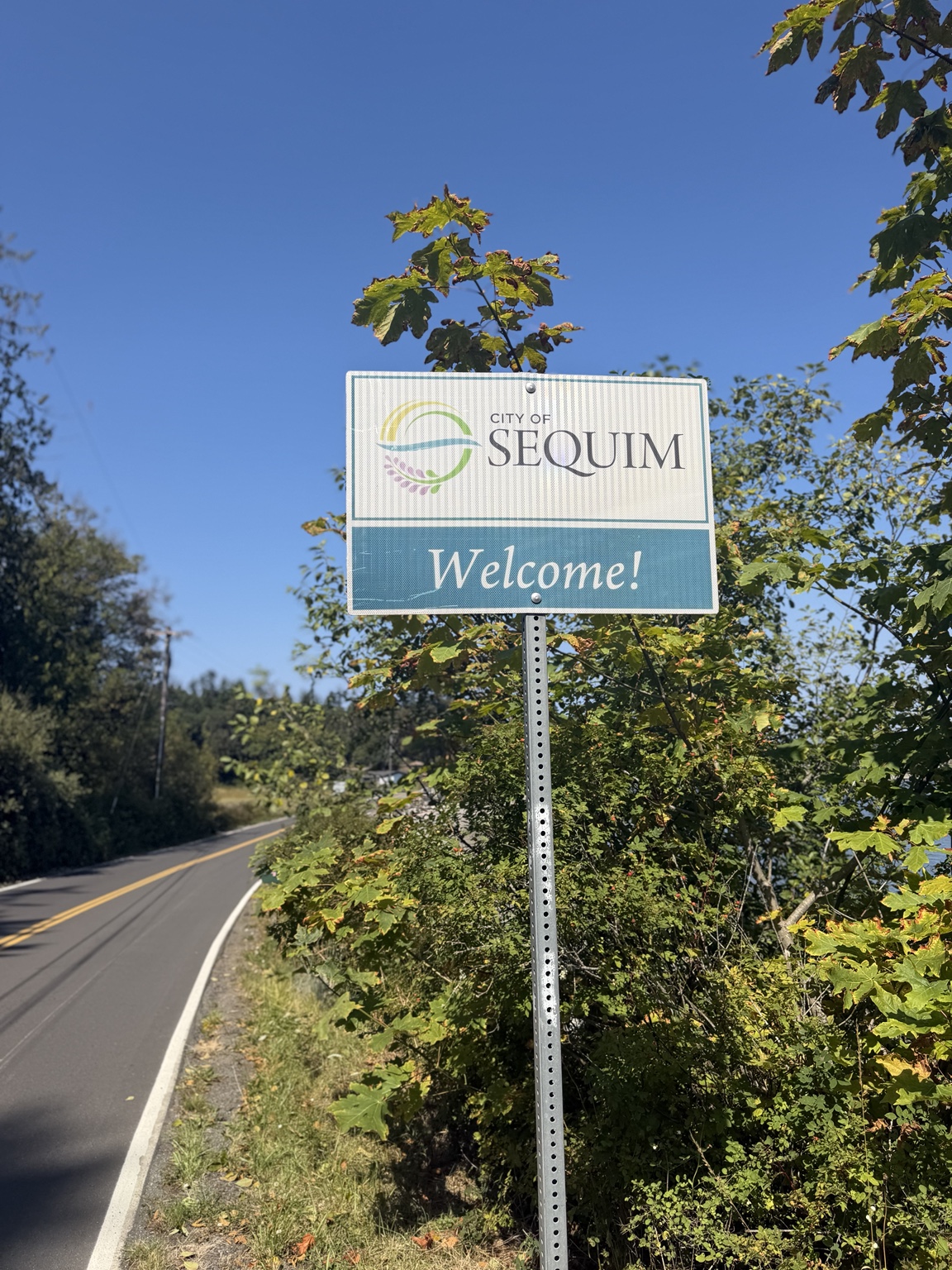 City of Sequim welcome sign beside the road