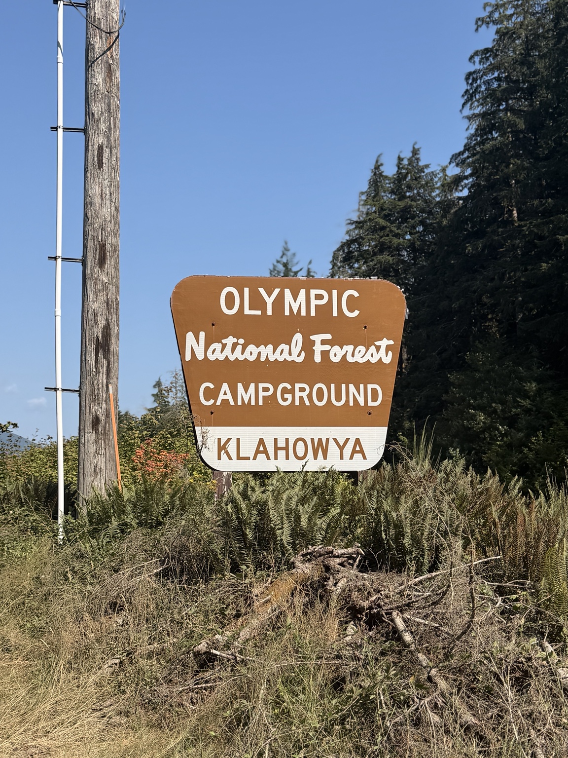 Klahowya Campground sign in Olympic National Forest